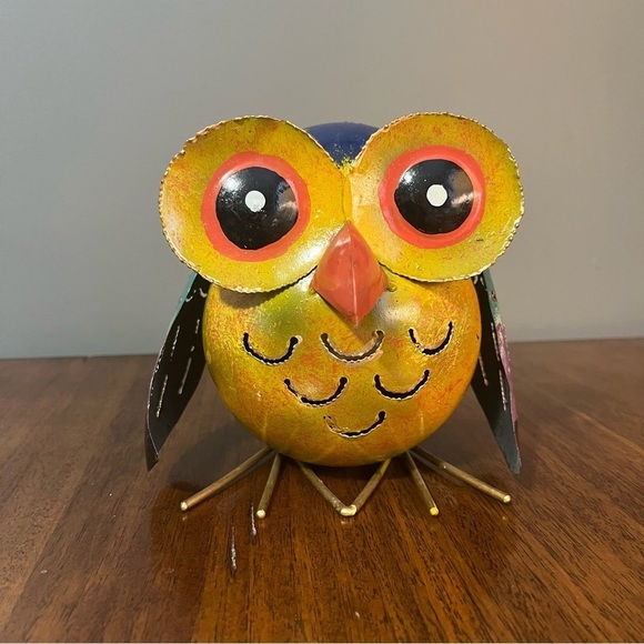 Silver Blue Owl Tea light Candle Holder / Incense Burner - home or garden - Picture 1 of 13